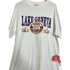 Vintage Lake Geneva Joe Cool Travel Shirt White Tshirt 1994‎